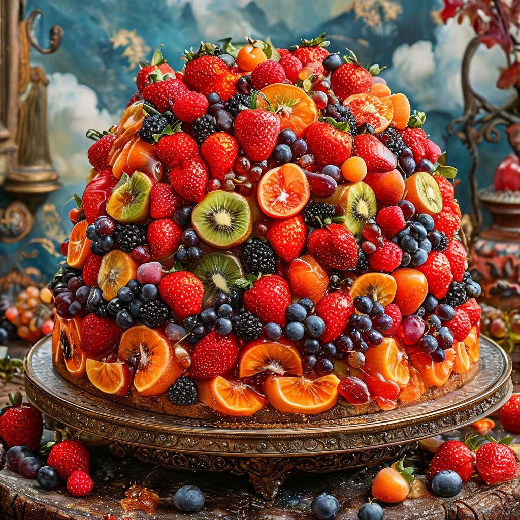 Fruit cake puzzle online from photo