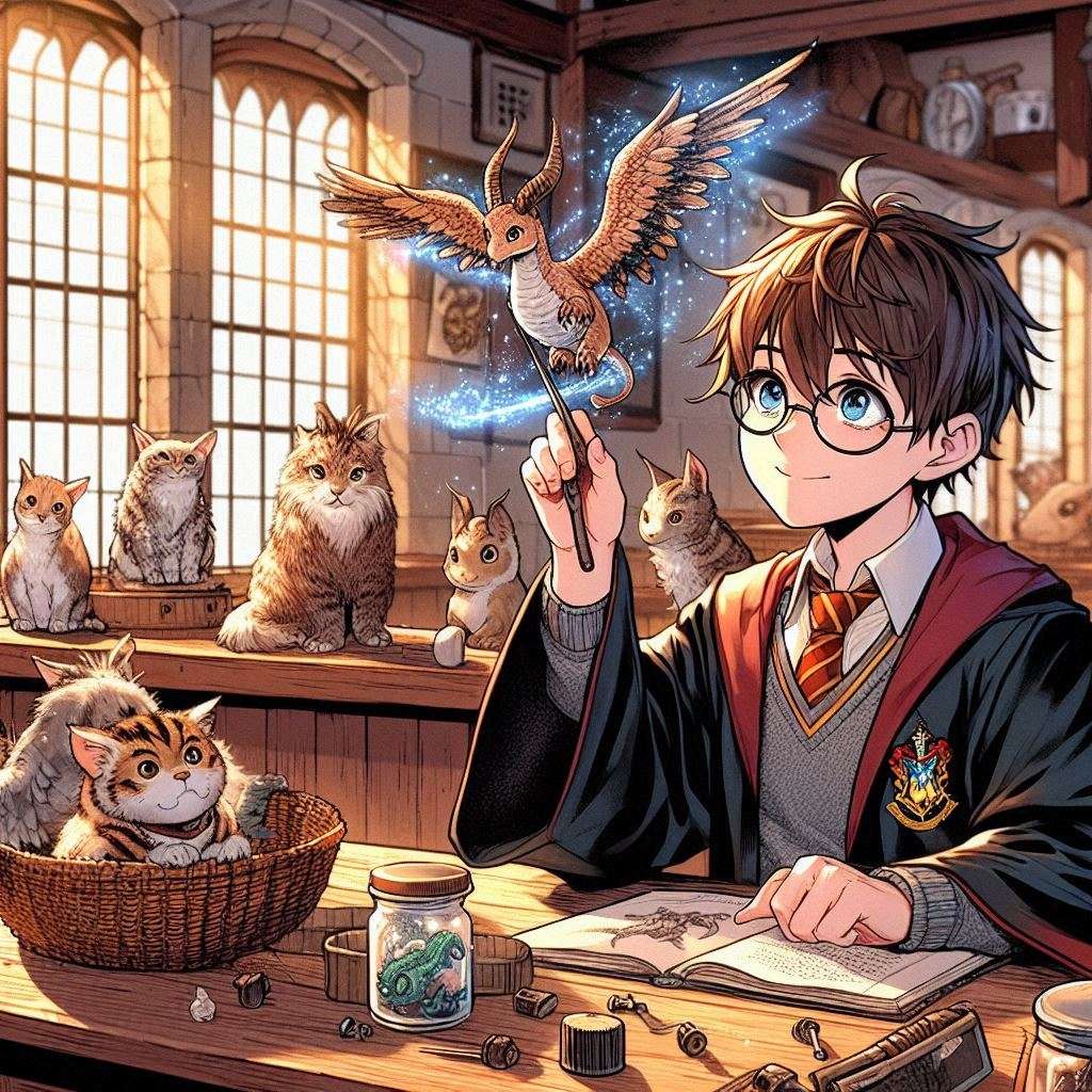 Harry Potter fa lezione of the monster magice puzzle online z fotografie