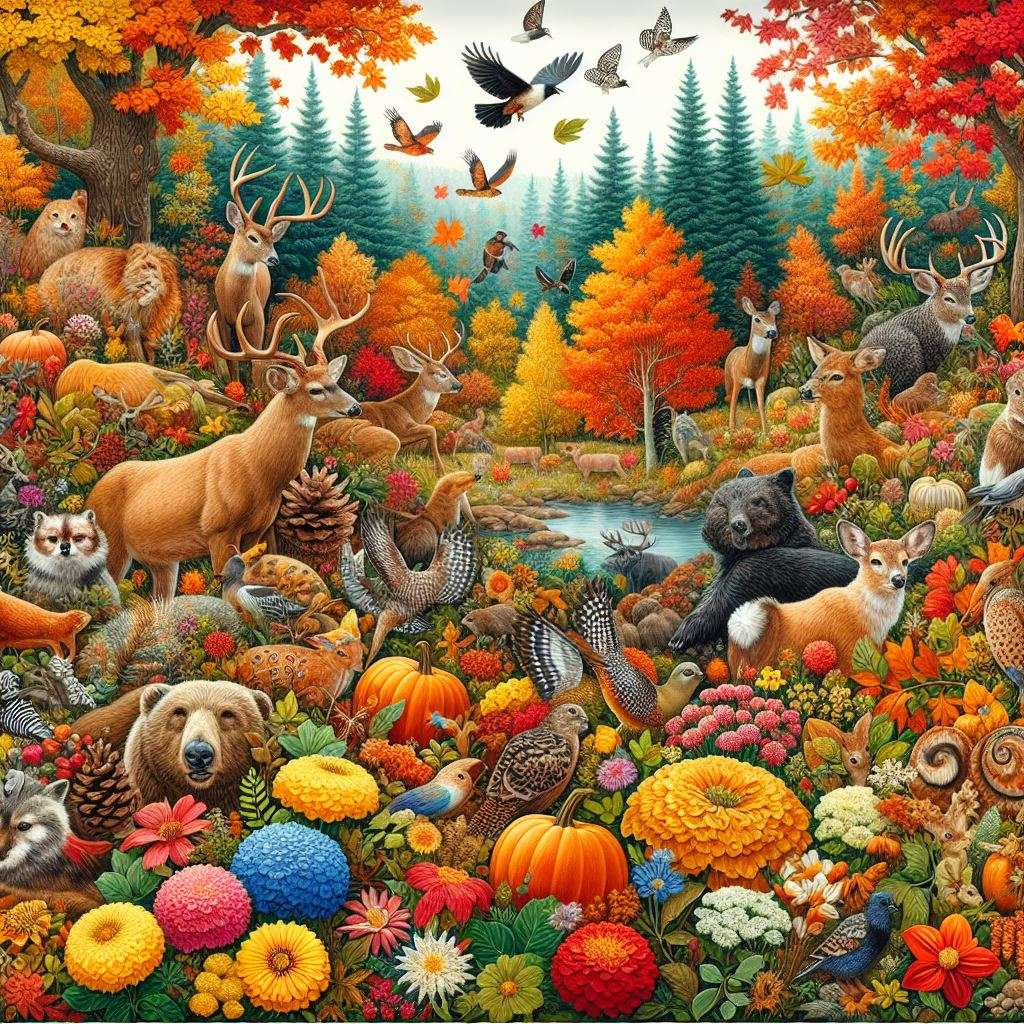 Jesieni przyjaciele z lasu puzzle online ze zdjęcia