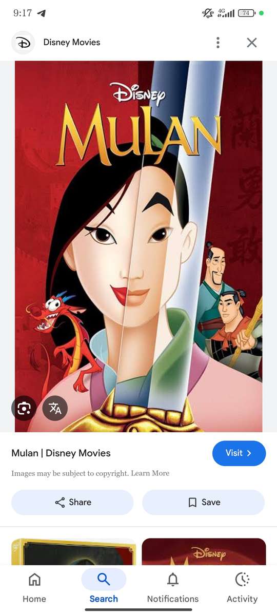 Mulan Disney online puzzle