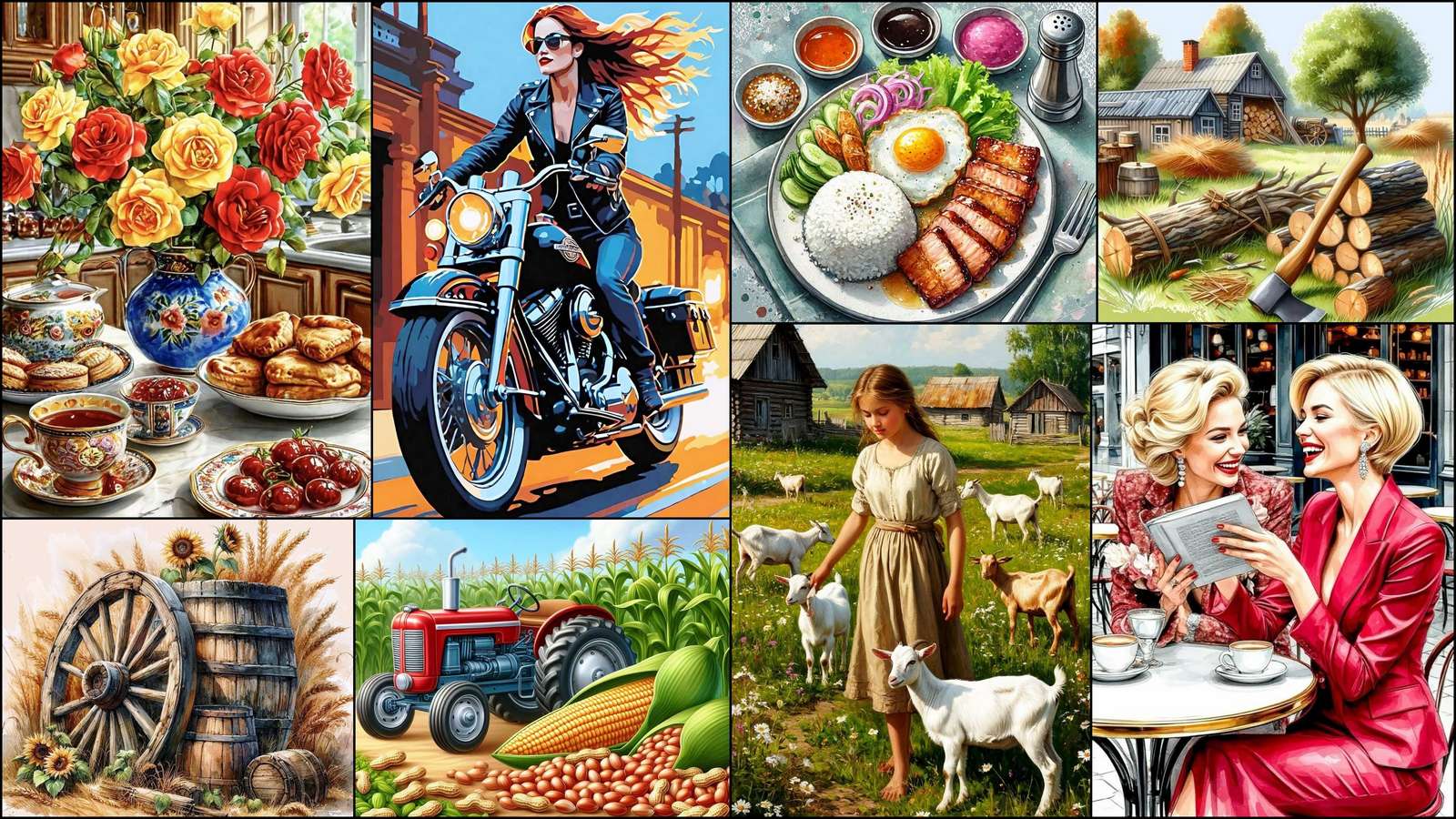 Girl and goats puzzle online from photo