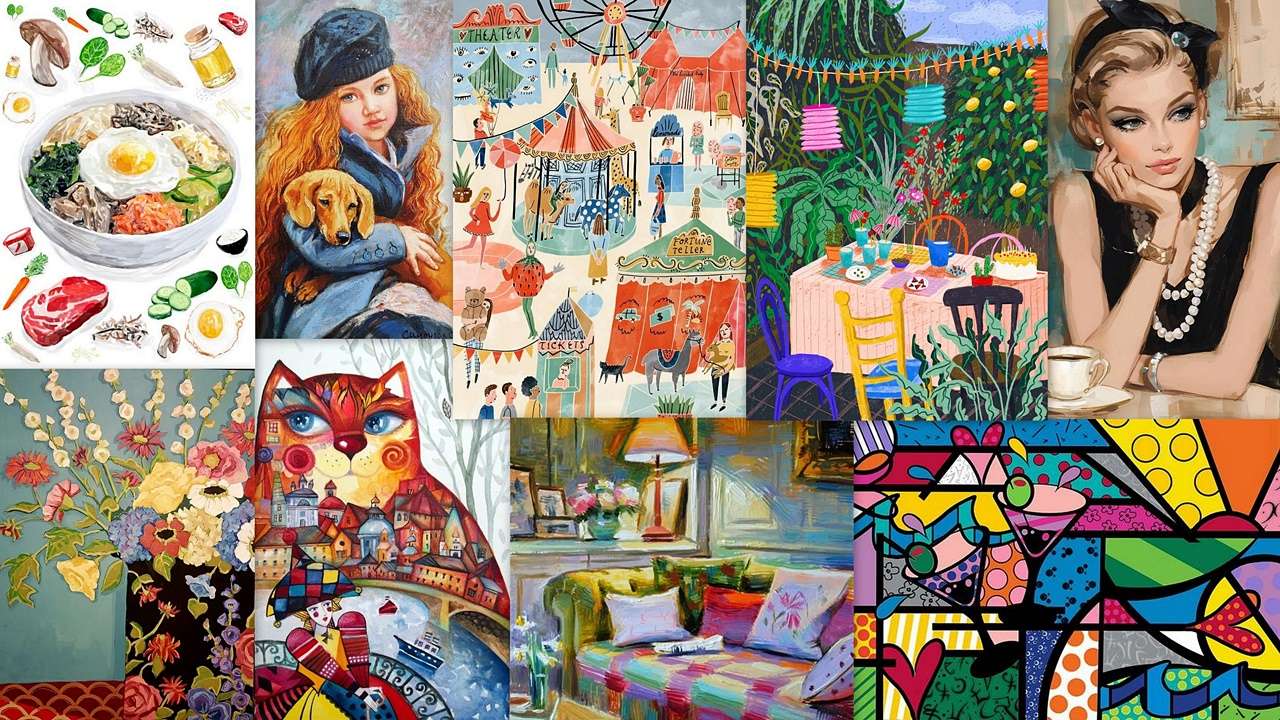 Collage of images puzzle online from photo