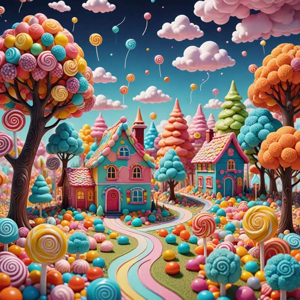 cukierkowe domki puzzle online ze zdjęcia
