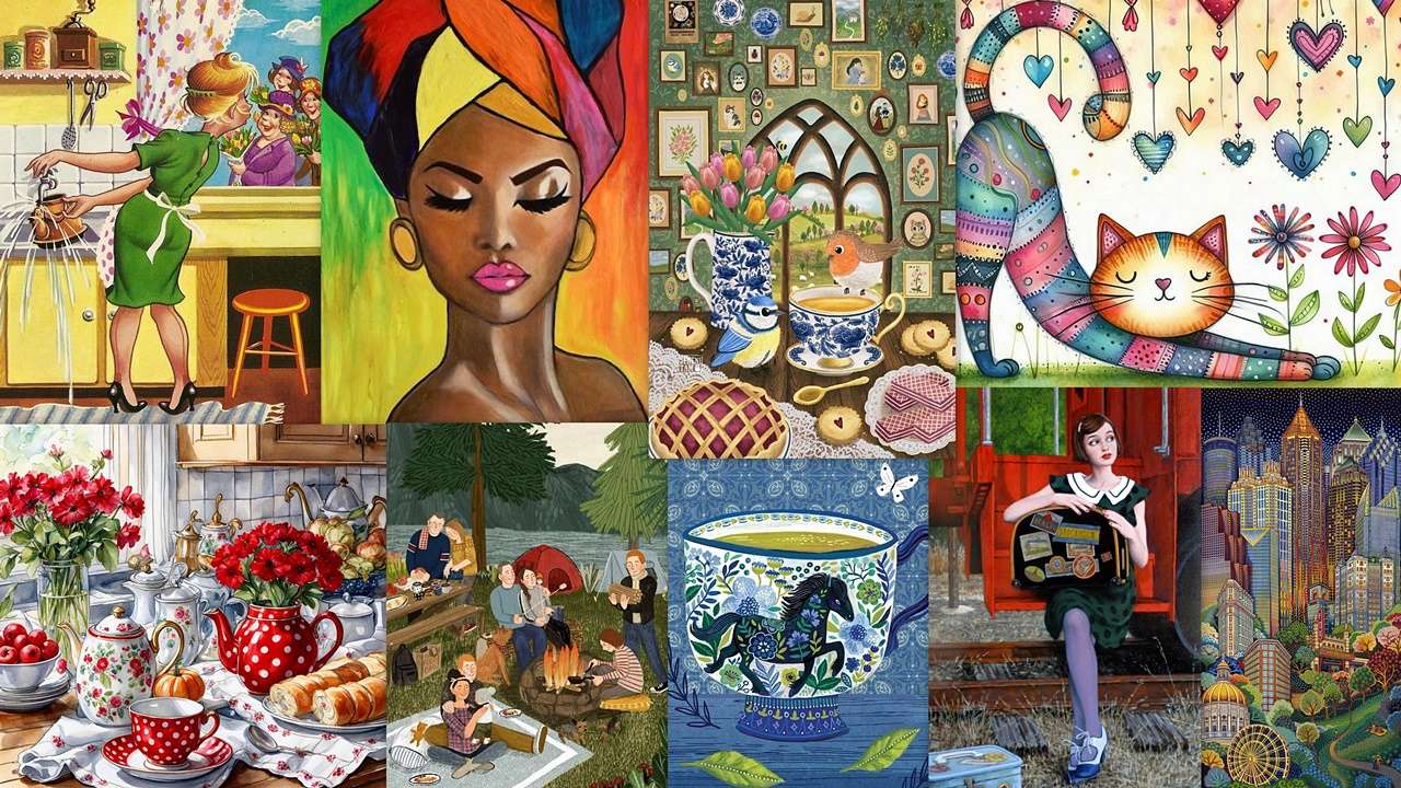 Collage of images puzzle online from photo