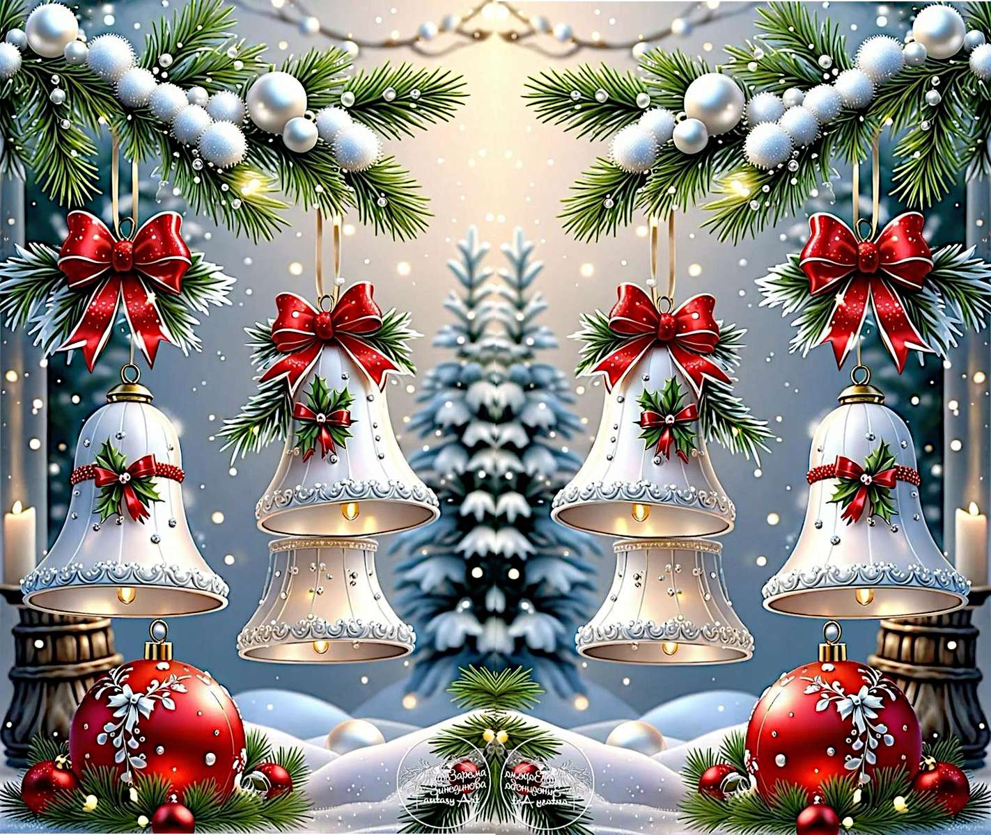 Christmas bells puzzle online from photo