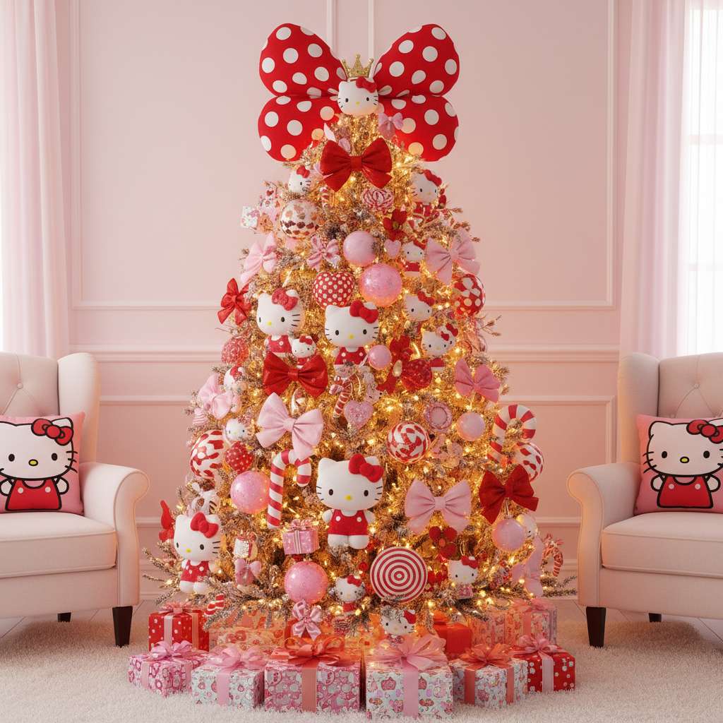 Pom drăguț de Crăciun Hello Kitty puzzle online din fotografie