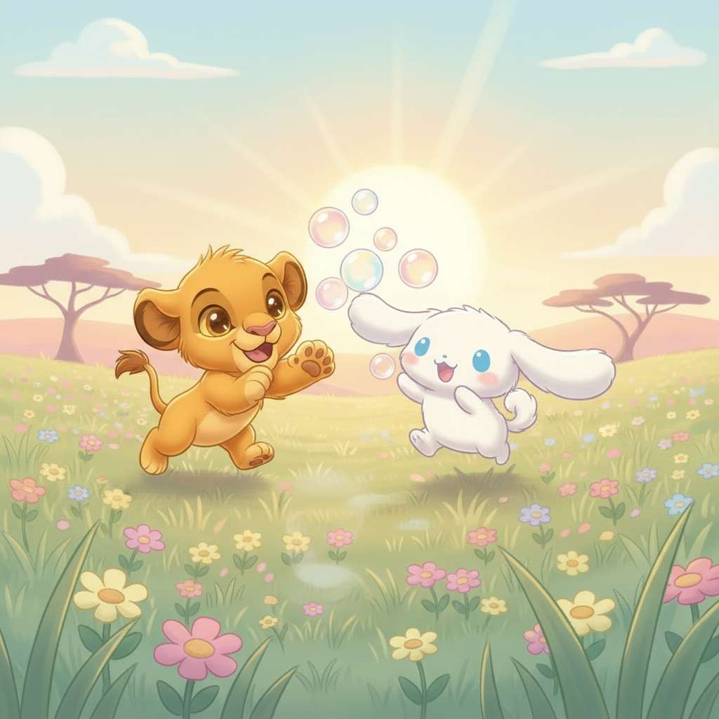 Baby Mufasa și Cinnamoroll puzzle online