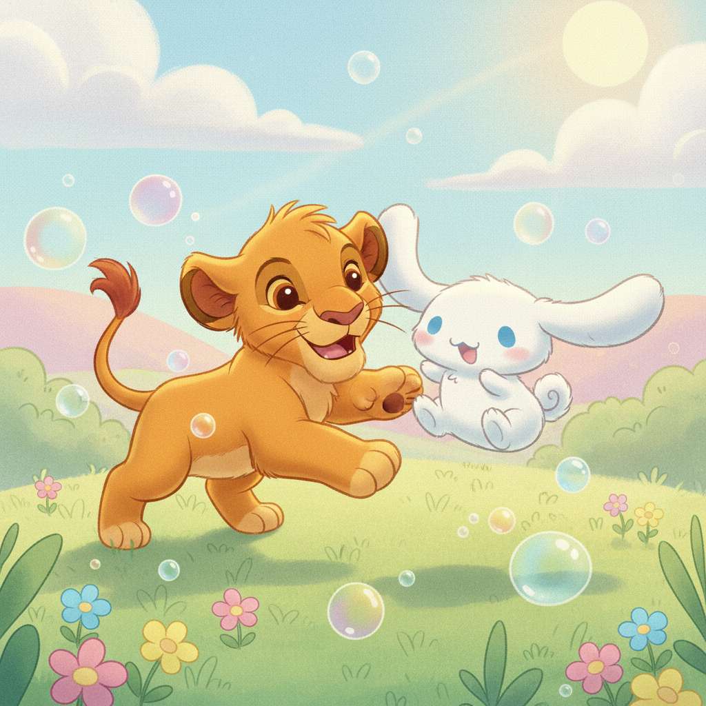 Dítě Mufasa A Cinnamoroll praskání bublin online puzzle