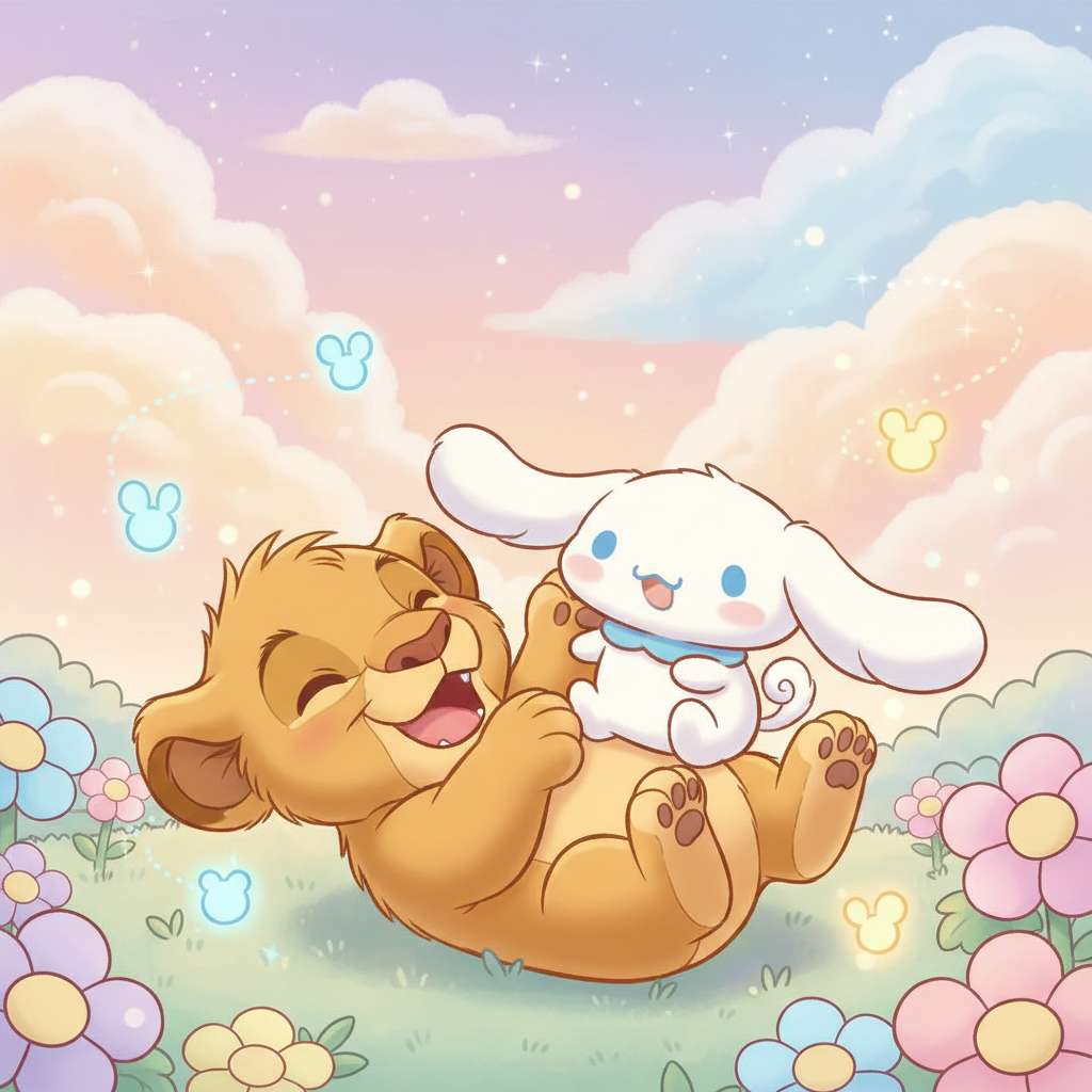 Dítě Mufasa A Cinnamoroll Smích puzzle online z fotografie