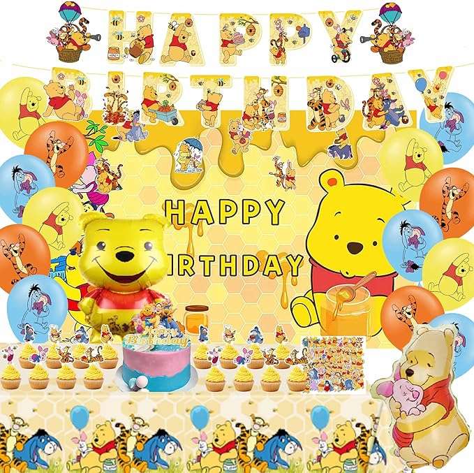 Set de decoración de cumpleaños de Winnie The Pooh puzzle online a partir de foto