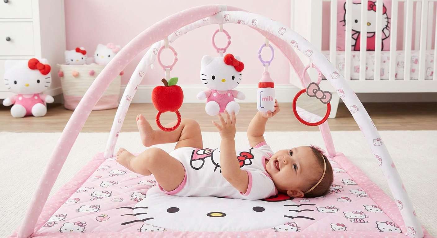 Bebê brincando na academia da Hello Kitty puzzle online a partir de fotografia