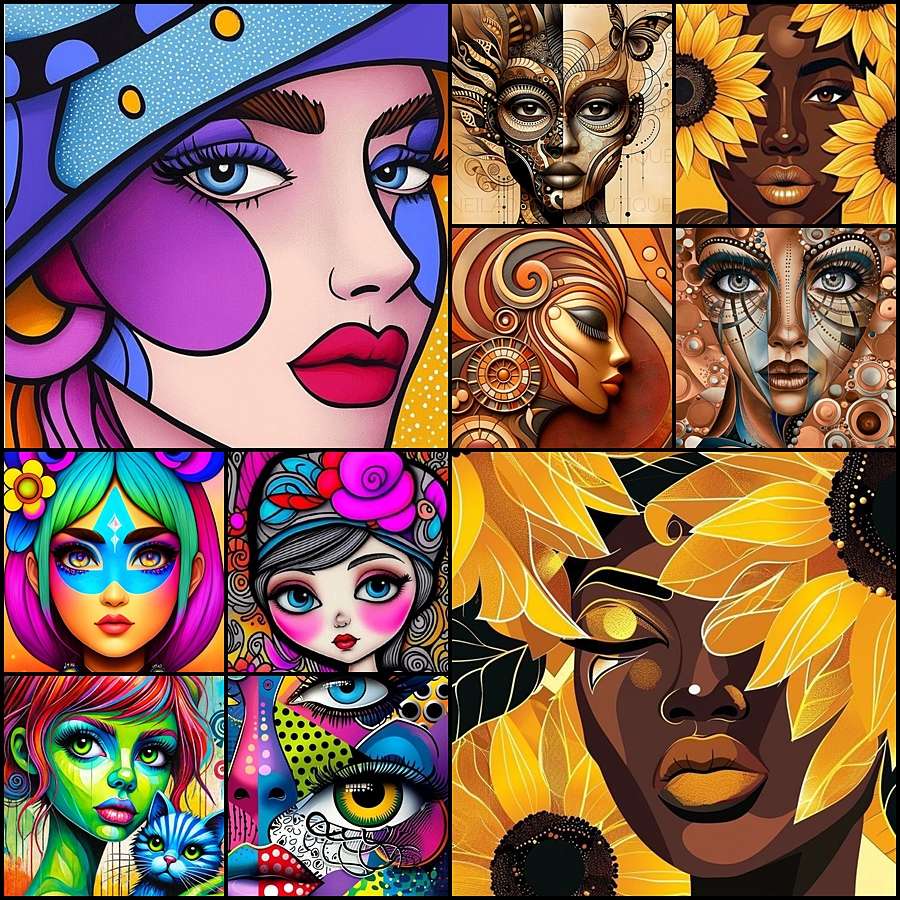 Une femme aux multiples visages puzzle en ligne à partir d'une photo