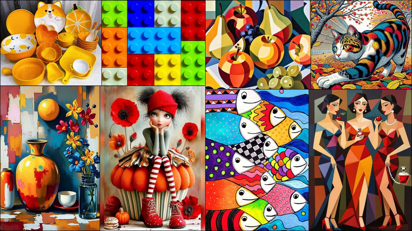 gato colorido puzzle online a partir de foto