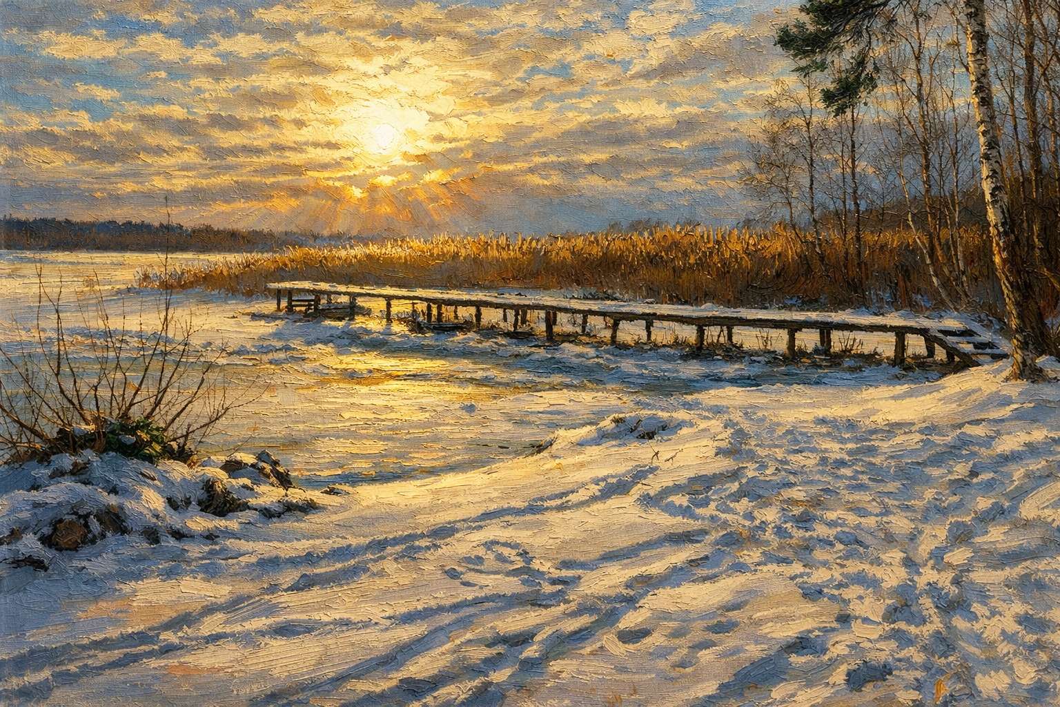 L'hiver au bord du lac. puzzle en ligne à partir d'une photo