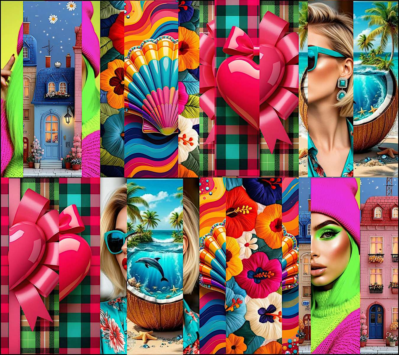 Colorful collage puzzle online from photo