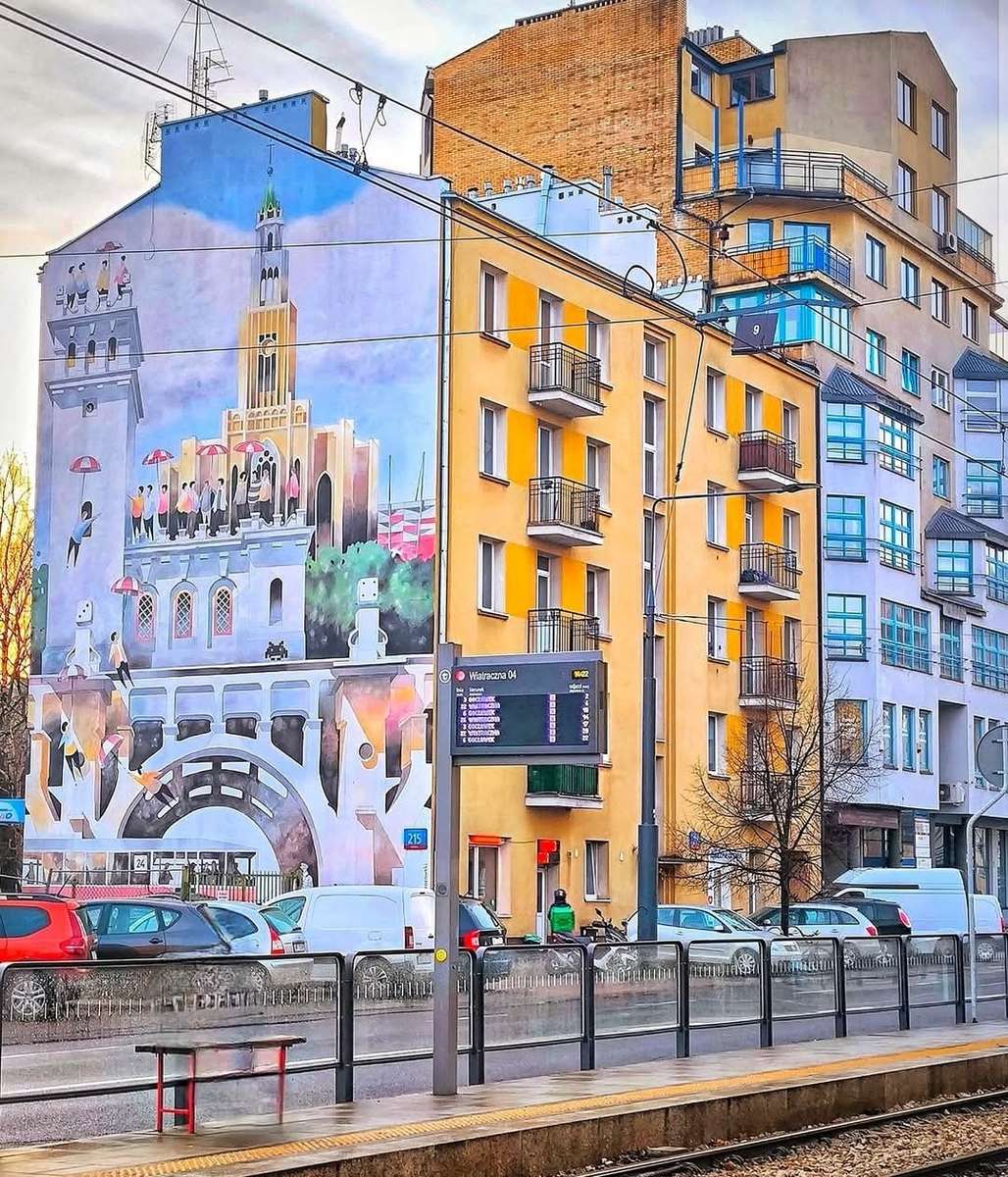 O pictură murală colorată care sărbătorește 100 de ani de la independența Poloniei puzzle online