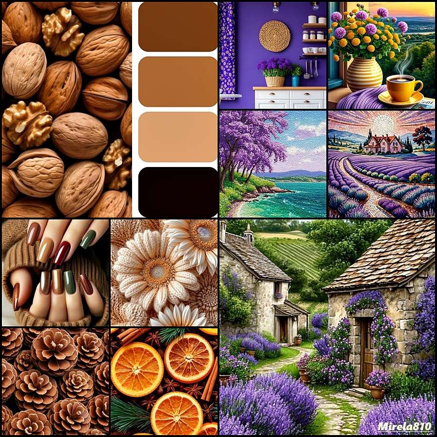 V hnědé a fialové online puzzle