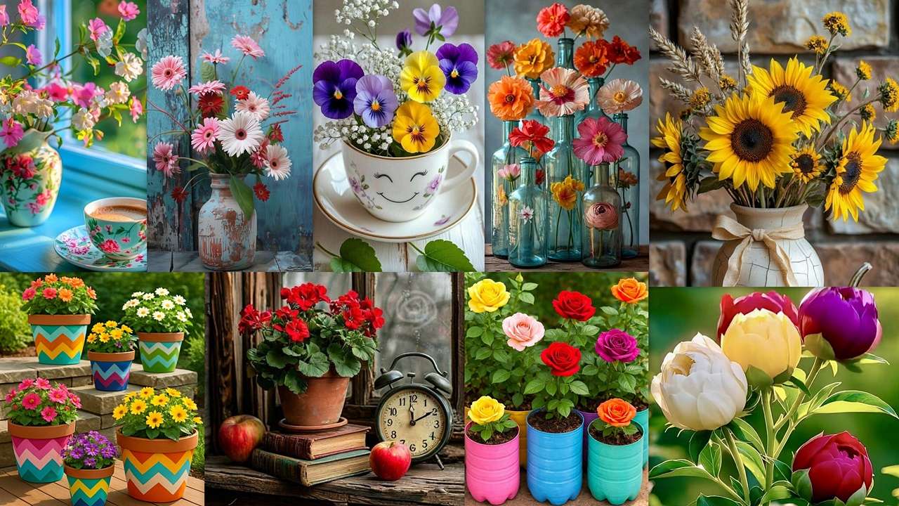 Virágos keverék puzzle online fotóról