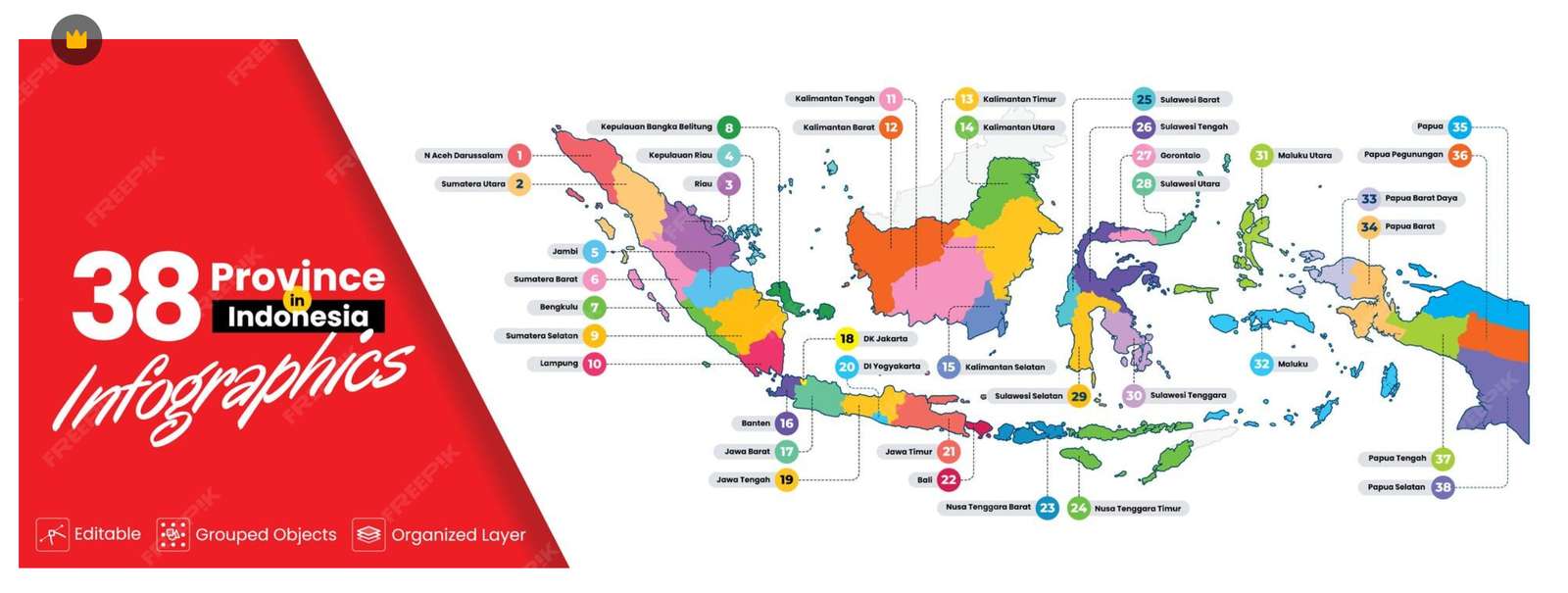 Peta 38 Provinsi di Indonesia puzzle online from photo