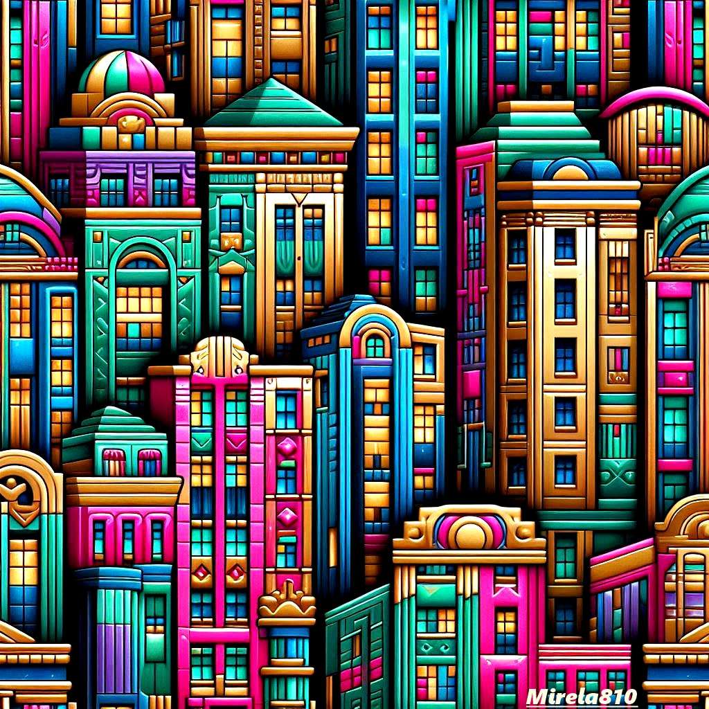 Neonowa kamienica puzzle online ze zdjęcia