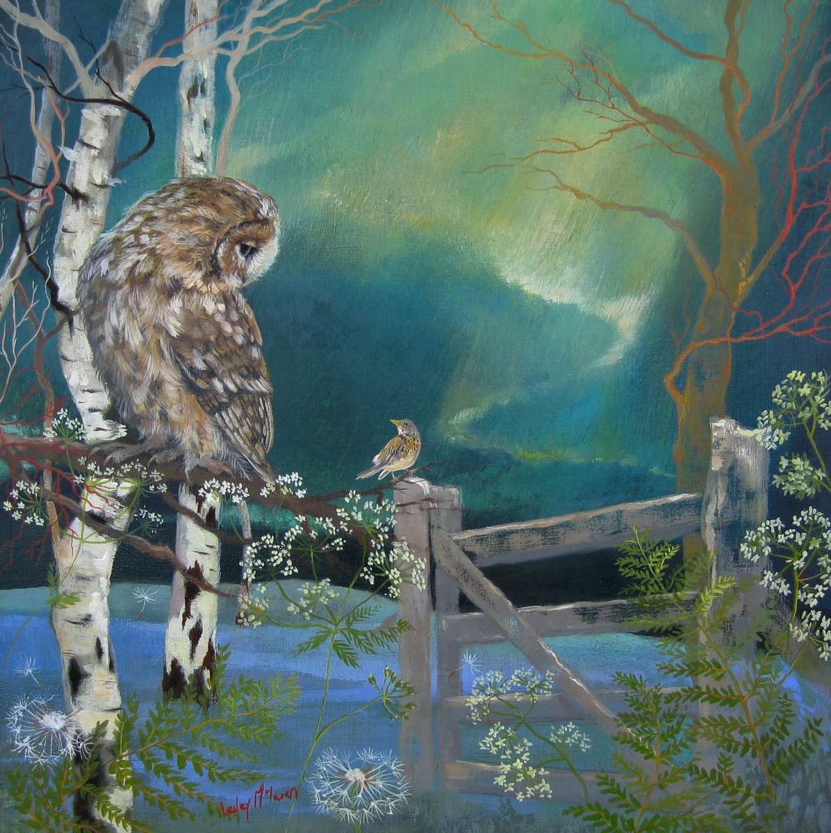 Gufo e aurora boreale puzzle online