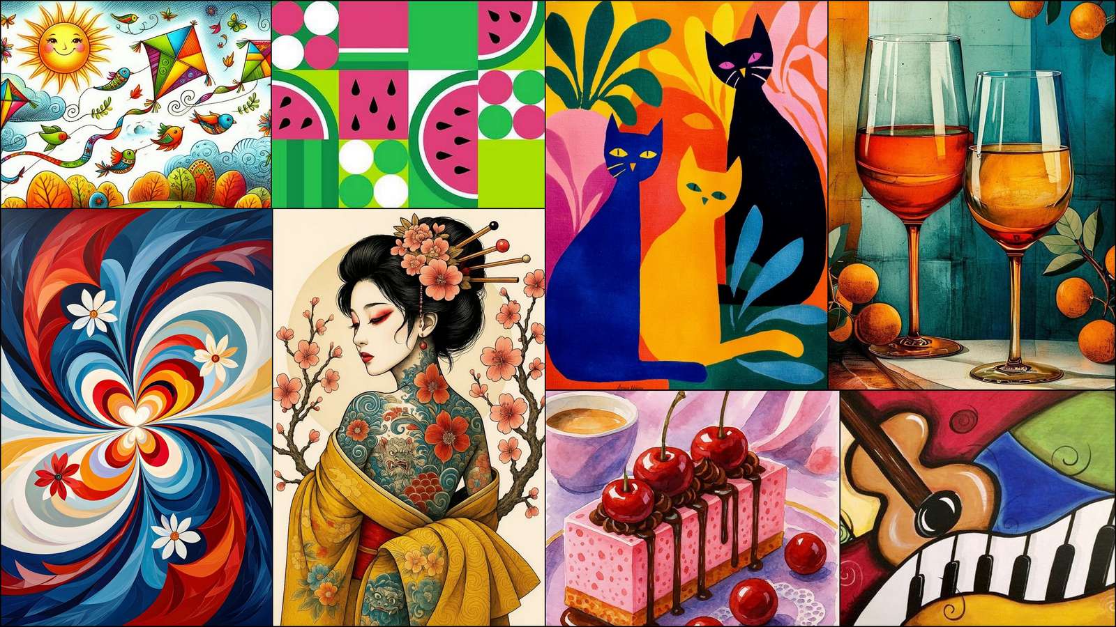 Aquiloni e uccelli puzzle online