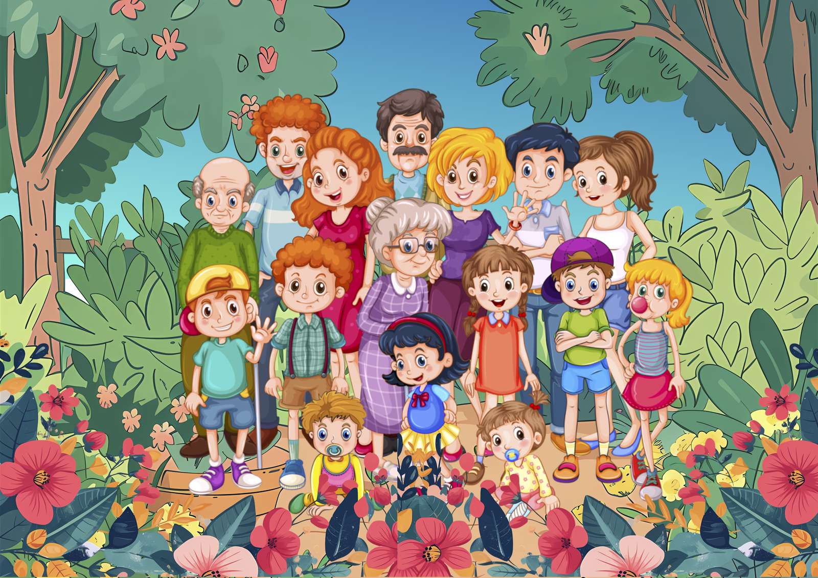 Familj i parken Pussel online