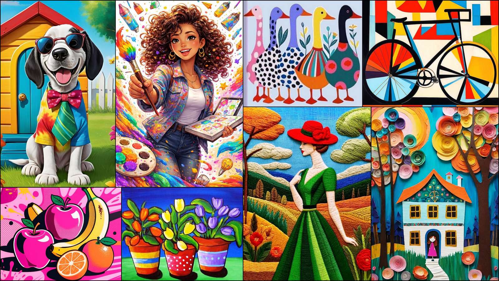 Colorful geese puzzle online from photo