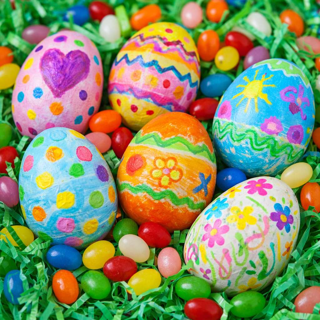 Kindliche Osterkreationen Online-Puzzle vom Foto