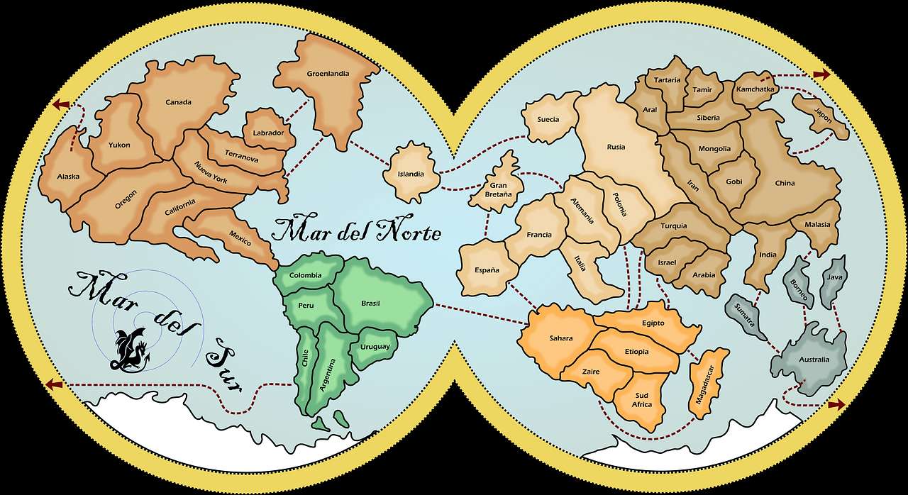Mapa světa puzzle online z fotografie