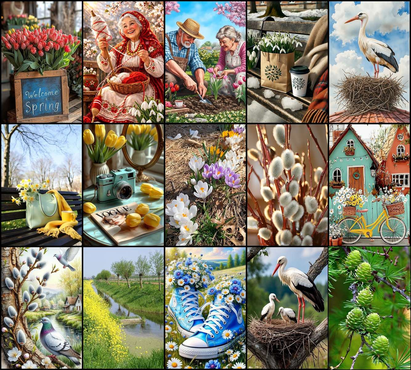 Jarní koláž online puzzle