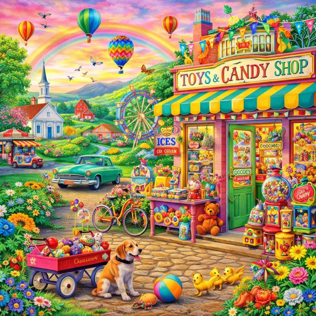 Magasin de jouets Rainbow Village puzzle en ligne à partir d'une photo