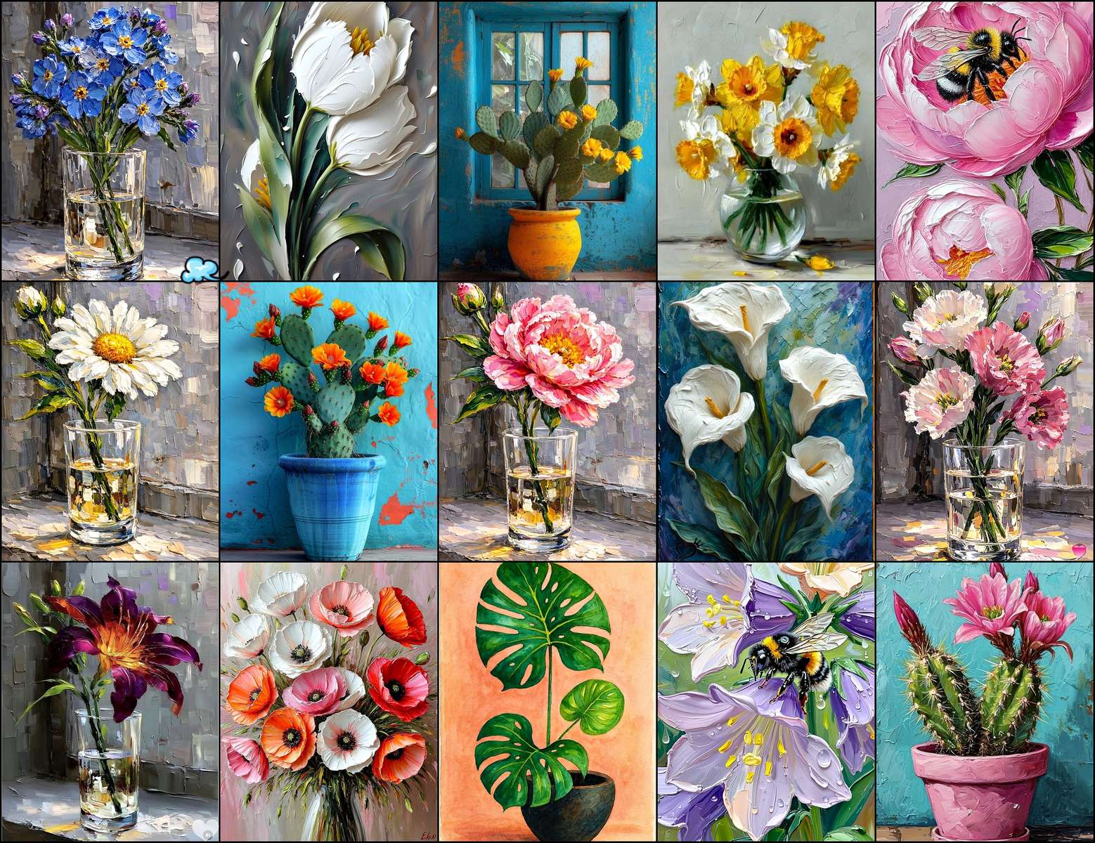 Collage, kwiaty puzzle online ze zdjęcia