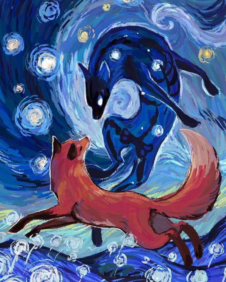 Fuchs unter den Sternen Online-Puzzle vom Foto