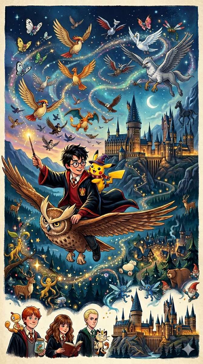 Harry Potter e i Pokémon puzzle online da foto