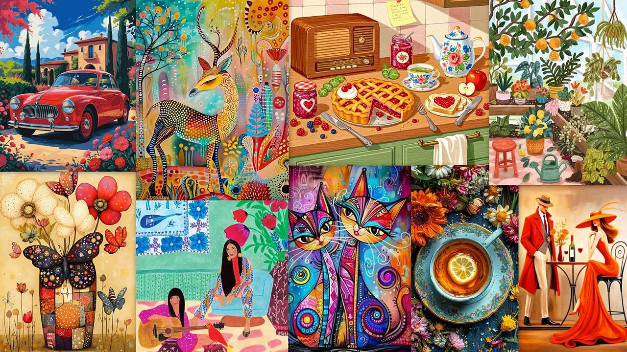 Collage of images puzzle online from photo