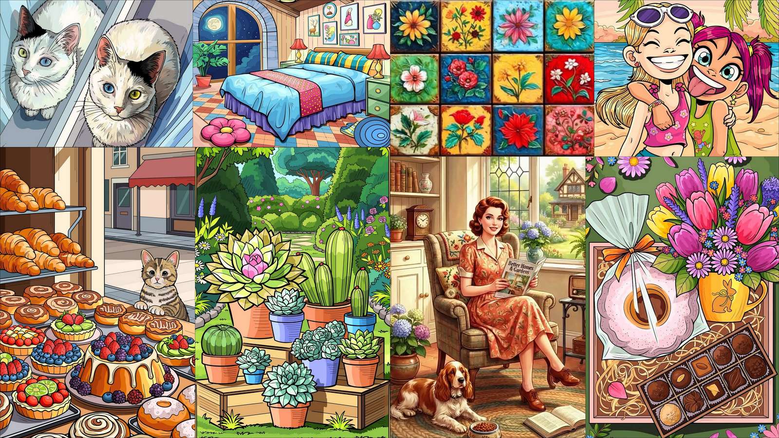 Three cats and a dog puzzle online from photo